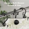 AmazerBath Shower Curtain Hooks, Shower Curtain Rings Heavy Duty Modern Decorative Black Shower Curtain Hooks Rust Proof Smooth Glide Shower Hooks for Shower Curtain Liner Shower Rod Hook, 12Pcs view 3