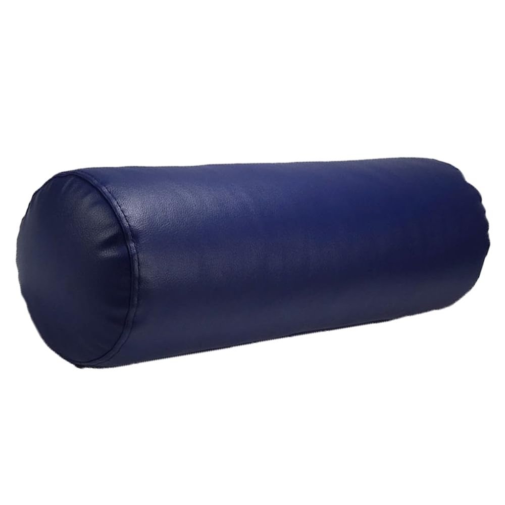 WeiWeiLee Leather Sponge Long Bolster Pillow Round Neck Roll Pillow Cervical Roll Cylinder Bolster Pillow for Legs, Back & Yoga (Navy Blue, 1660cm/6.3"23.6")
