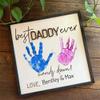 IZI POD Father's Day Handprint 2024, Custom Hands Print Sign, Hands Down Best Dad Ever Wooden Sign, Handprint Keepsake, Gift for Dad, Papa, Grandpa, Birthday, Father's Day, Christmas 1, Style 1 view 2