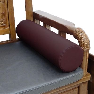 Leather Sponge Long Bolster Pillow Round Neck Roll Pillow Cervical Roll Cylinder Bolster Pillow for Legs, Back & Yoga (Wine red-2, 1348cm/5.12"18.9")