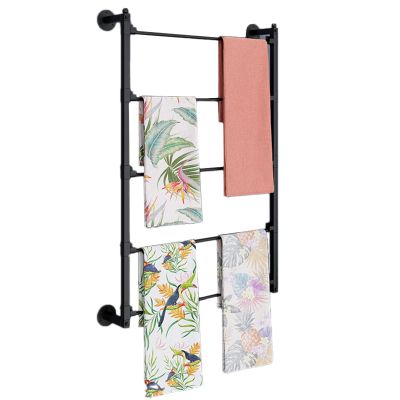 ZZBSOD Wall Mounted Scarf Display Stand, 5-Tier Metal Organizer for Gift Wrapping Paper/Ribbon/Jeans, Space-Saving