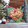 ArogGeld Honshu Pillow in Navy Blue and Red Chinoiserie Floral Pillow Lumbar Flower Throw Pillow Cover Cushion Cover Linen Case Rustic Decor Pillowcase with Zipper Home Decor 20x20 Inch view 2