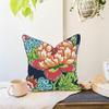 ArogGeld Honshu Pillow in Navy Blue and Red Chinoiserie Floral Pillow Lumbar Flower Throw Pillow Cover Cushion Cover Linen Case Rustic Decor Pillowcase with Zipper Home Decor 20x20 Inch view 3