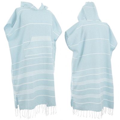 1pcs Large Turkish Cotton Poncho Towel Surf Poncho Changing Robe with Hood and Front Pocket Absorbent Wearable Towel Hooded Beach Towel for Adult Man Women Surf Beach Pool and Swim(blue M)