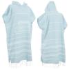 1pcs Large Turkish Cotton Poncho Towel Surf Poncho Changing Robe with Hood and Front Pocket Absorbent Wearable Towel Hooded Beach Towel for Adult Man Women Surf Beach Pool and Swim(blue M) view 1
