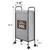 ELYKEN Slim Laundry Hamper with Lid, 50L Small Rolling Laundry Basket on Wheels, 7.9 Narrow Dirty Cloth Cart with Removable Inner Bag for Small Bathroom, Bedroom, Grey view 2