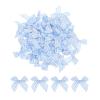 MECCANIXITY 100Pcs Mini Gingham Ribbon Bow 1.5" Checkered Fabric Satin Ribbon Bows for Craft DIY Hair Bow Sewing Wedding Birthday Party Light Blue and White view 1
