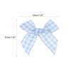 MECCANIXITY 100Pcs Mini Gingham Ribbon Bow 1.5" Checkered Fabric Satin Ribbon Bows for Craft DIY Hair Bow Sewing Wedding Birthday Party Light Blue and White view 2