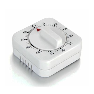 Square 60 Minute Mechanical Kitchen Timer - Visual Kitchen Cooking Timer Clock with Loud Alarm - No Batteries Required-Manual Countdown Timer for Classroom, Home, Study and Cooking (White)