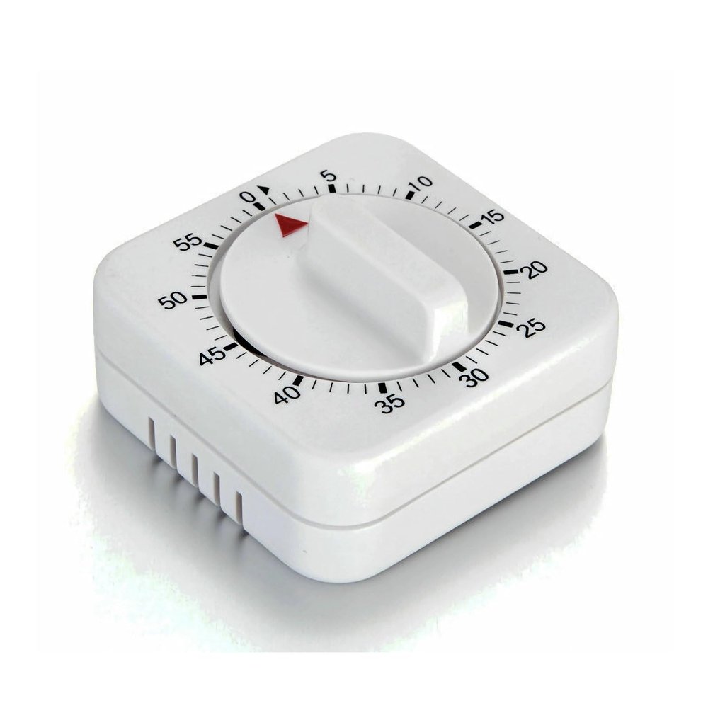 Square 60 Minute Mechanical Kitchen Timer - Visual Kitchen Cooking Timer Clock with Loud Alarm - No Batteries Required-Manual Countdown Timer for Classroom, Home, Study and Cooking (White)