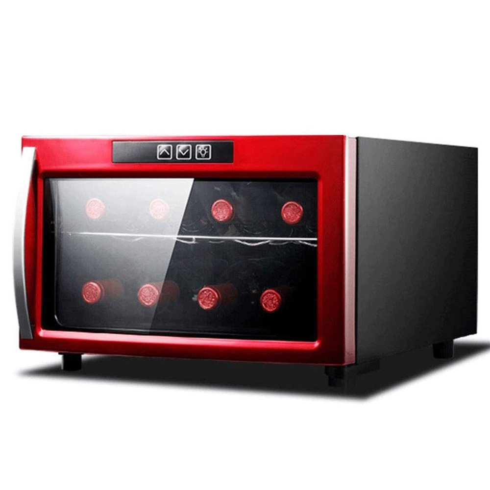 DINGYXIN 8 Bottle Wine Cooler/Cabinet Beverage Refigerator Mini Fridge Small Wine Cellar Soda Beer Counter Top Bar Quiet Operation Compressor Digital Freestanding Clear