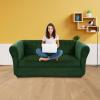 UNBBRRL 1 2 3 Seater Chesterfield Sofa Cover Set Velvet Sofa Seat Cushion Covers Washable Stretch Couch Cover Pet Friendly Separate Sofas Slipcover (Dark Green,Love+1 Pc 2 Seat) view 2