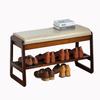 latifolia Solid Wood Bench, Entryway Shoe Bench with Cushion, 2 Tier Shoe Storage Organizer for Hallway, Living Room(Grey,31.50''L) view 1