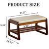 latifolia Solid Wood Bench, Entryway Shoe Bench with Cushion, 2 Tier Shoe Storage Organizer for Hallway, Living Room(Grey,31.50''L) view 3