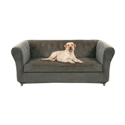UNBBRRL 1 2 3 Seater Chesterfield Sofa Cover Set Velvet Sofa Seat Cushion Covers Washable Stretch Couch Cover Pet Friendly Separate Sofas Slipcover (Mid Gray,Love+1 Pc Large 2 Seat)