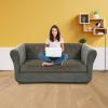 UNBBRRL 1 2 3 Seater Chesterfield Sofa Cover Set Velvet Sofa Seat Cushion Covers Washable Stretch Couch Cover Pet Friendly Separate Sofas Slipcover (Mid Gray,Love+1 Pc Large 2 Seat) view 2