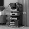 3/4/5-Tier Movable Media Stand Audio/Video Component Cabinet with Wooden Shelf, Multi-Functional & Modern AV Cabinet CD Players Stand Stereo Storage Rack for Home/Office/Theater (Size : 5 Tier) view 2