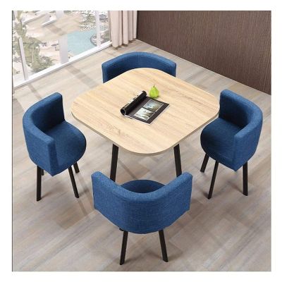 DBZRRKHDC Office Conference Table Small Meeting Room Table, Negotiating Table and Chair Set Coffee Shop Tea Shop Restaurant Hotel Reception Balcony Bedroom Living Room Office Lounge (Color : Blue)