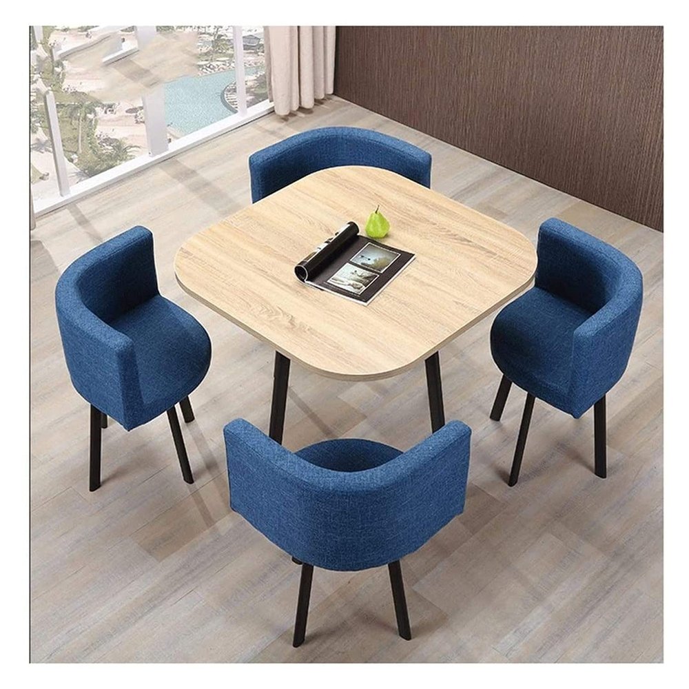 DBZRRKHDC Office Conference Table Small Meeting Room Table, Negotiating Table and Chair Set Coffee Shop Tea Shop Restaurant Hotel Reception Balcony Bedroom Living Room Office Lounge (Color : Blue)
