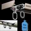 Curtain Track Ceiling Mounted, Aluminum Heavy Duty Curtain Track System Set, Room Divider Curtain Rails, Ultra-thin Curtain Track, Invisible Inner Casement Floating Window Curtain Rod ( Color : Black view 3