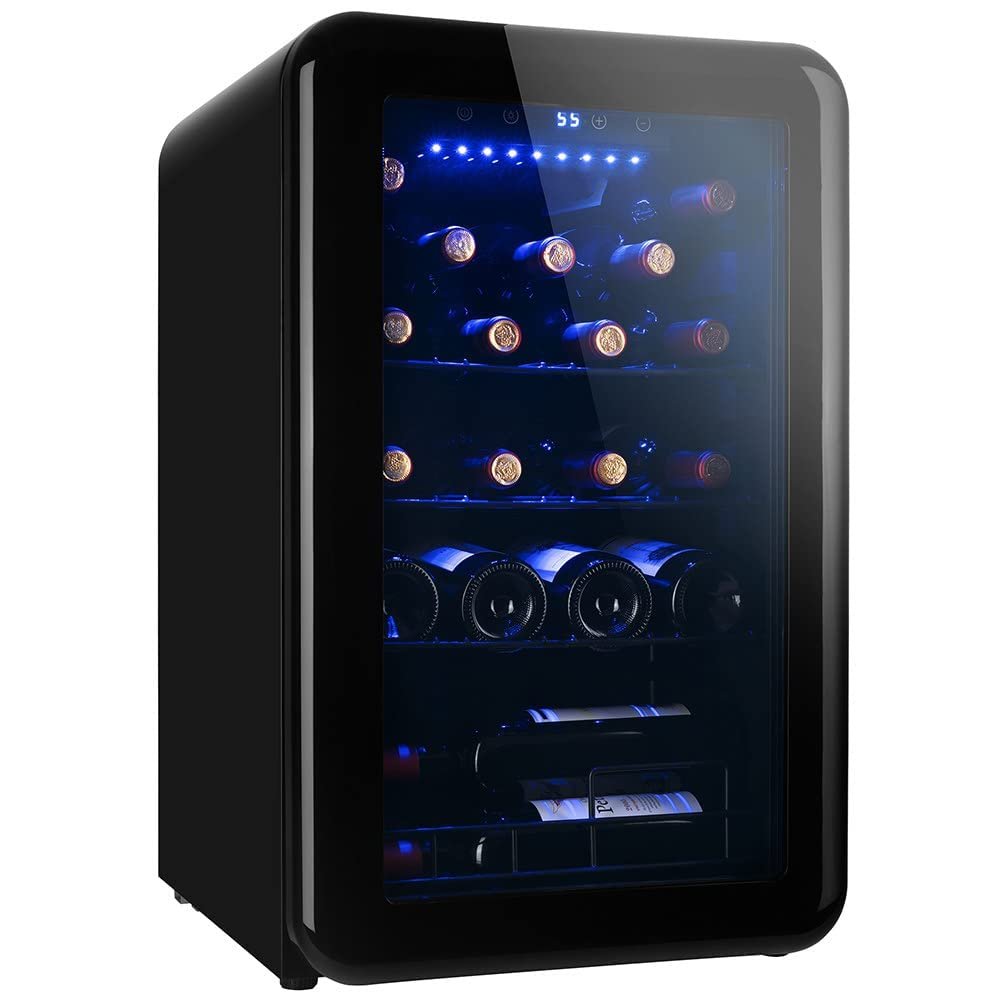 DINGYXIN Wine Cooler Countertop Freestanding Wine Cellars Compressor System Champagne Chiller Digital Temperature Control UV-Protective Finish Max Load 24 Standard Bottle