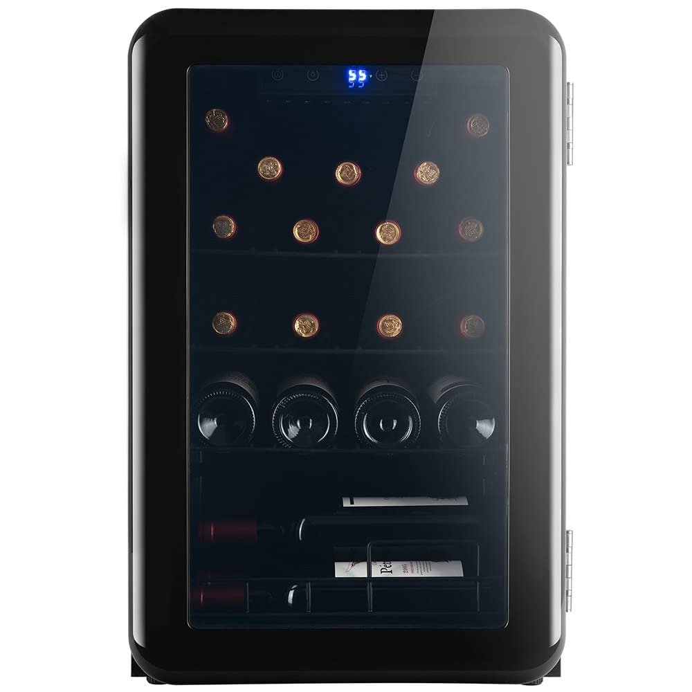 Wine Cooler Refrigerator,Freestanding Wine Cellars,24 Bottle Capacity,With Professional Compressor Stainless Steel Built-In Countertop Wine Cellar,Digital Temperature Control,Uv-Protective Finish