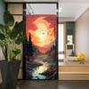 Dunmat Dreamy Sunrise Stained Glass Window Film Beautiful Sky Birds Woods Rivers Privacy Window Film Self-Adhesive Glass Film Decorative Glass Sticker Frosted Film for Home Office 35.4Wx55.1L inch view 4