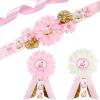 Cheerupp Pig Baby Shower Maternity Sash Kit - Pink Pig Baby Shower Belly Belt and Mom to Be & Dad to Be Corsage Pins, New Parents Pregnancy Photo Props Party Supplies view 1
