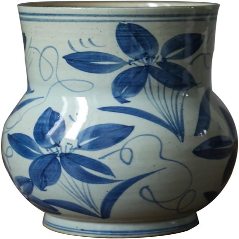 YUJUNDZSW Flower Vase Retro Blue and White Porcelain Vase Chinese Style Living Room Flower Arrangement Rough Pottery Flowers Zen Ceramic Vase Vase for Decor