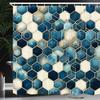 Ambesonne Blue Shower Curtain, Contemporary Art Abstract Hexagon Pattern with Futurist Lines Aquarelle Details, Cloth Fabric Bathroom Decor Set with Hooks, 69" W x 70" L, Petrol Blue Cream view 1