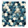 Ambesonne Blue Shower Curtain, Contemporary Art Abstract Hexagon Pattern with Futurist Lines Aquarelle Details, Cloth Fabric Bathroom Decor Set with Hooks, 69" W x 70" L, Petrol Blue Cream view 4