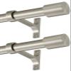 2 Pack Curtain Rods 72 to 144 Inch, Adjustable Window Treatment Rods, 1-Inch Telescoping Drapery Rods with Cap Finials, Brushed Nickel view 1