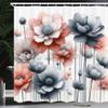 Ambesonne Floral Shower Curtain, Cold Pastel Tones Bloomed Flowers Paint a Winter Call Theme Illustration, Cloth Fabric Bathroom Decor Set with Hooks, 69" W x 84" L, Blue Grey Pale Salmon view 1