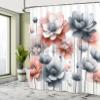 Ambesonne Floral Shower Curtain, Cold Pastel Tones Bloomed Flowers Paint a Winter Call Theme Illustration, Cloth Fabric Bathroom Decor Set with Hooks, 69" W x 84" L, Blue Grey Pale Salmon view 2