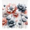 Ambesonne Floral Shower Curtain, Cold Pastel Tones Bloomed Flowers Paint a Winter Call Theme Illustration, Cloth Fabric Bathroom Decor Set with Hooks, 69" W x 84" L, Blue Grey Pale Salmon view 4