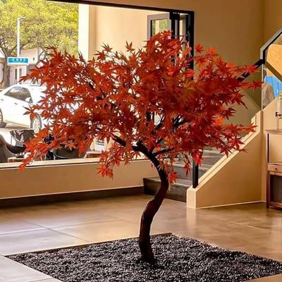 Realistic Large Japanese Red Maple Artificial Tree for Indoor/Outdoor Scenery Upgrade Modern Home Office Living Room Floor Decor (Size : 1.2mx0.8m)