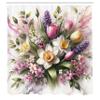 Ambesonne Spring Shower Curtain, Delicate Tulip Pansies and Bluebell Flowers Arrange on Marble Print Back, Cloth Fabric Bathroom Decor Set with Hooks, 69" W x 70" L, Lavender Green Pink view 4