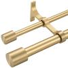 Warm Gold Double Rod Curtain Rods 72-144" (6-12ft), Decorative Drapery Rod with Cap Finials, Heavy Duty Dual Window Rods view 1