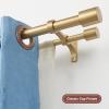Warm Gold Double Rod Curtain Rods 72-144" (6-12ft), Decorative Drapery Rod with Cap Finials, Heavy Duty Dual Window Rods view 2