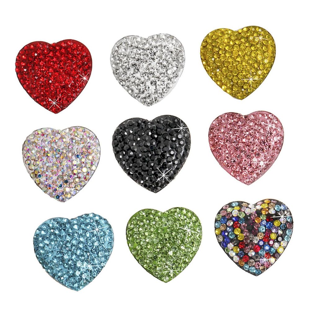 Cabilock 9pcs Heart-Shaped Rhinestone Fridge Decorative Crystal Stickers for Memo and Schedule Creative Home Accent for Teens and Adults Strong Hold Reusable Mixed Colors