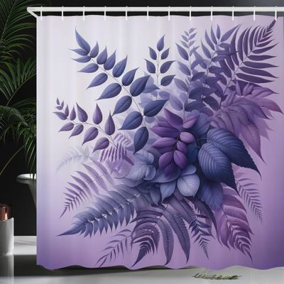 Ambesonne Purple Shower Curtain, Romantic Tones Leafy Bouquet Fantasy Woodland Dreamy Atmosphere Leaves, Cloth Fabric Bathroom Decor Set with Hooks, 69" W x 70" L, Dark Lavender and Mauve