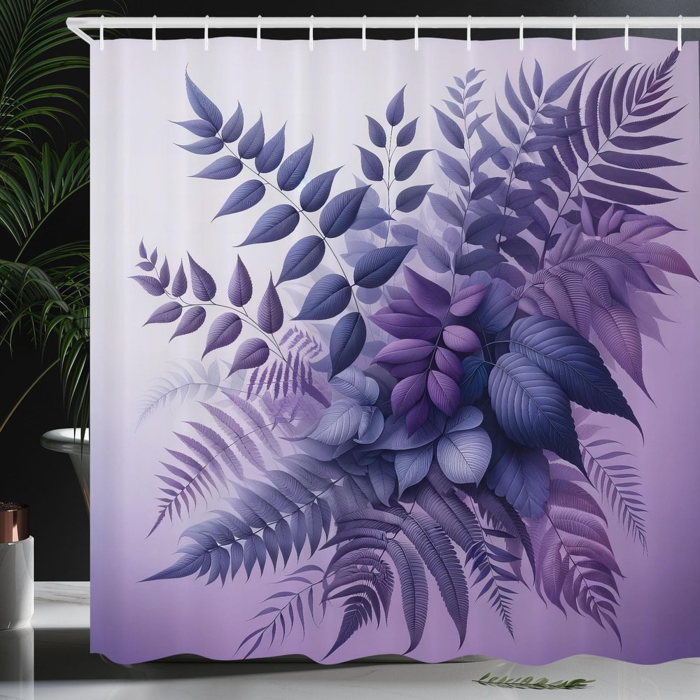 Ambesonne Purple Shower Curtain, Romantic Tones Leafy Bouquet Fantasy Woodland Dreamy Atmosphere Leaves, Cloth Fabric Bathroom Decor Set with Hooks, 69" W x 70" L, Dark Lavender and Mauve