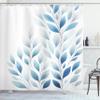 Ambesonne Blue Shower Curtain, Minimalist Urban Jungle Theme Leaves with Cold Tone on Plain Backdrop, Cloth Fabric Bathroom Decor Set with Hooks, 69" W x 70" L, White Grey Teal Sea Blue view 3
