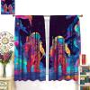Astronaut Curtains, Cartoon Abstract Cool Colorful Funny Outer Space Cosmic Spaceman Blackout Window Treatments, Thermally Insulated Rod Pocket Drapes For Boys Teen Men Bedroom Living Room 52x84in view 3