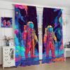Astronaut Curtains, Cartoon Abstract Cool Colorful Funny Outer Space Cosmic Spaceman Blackout Window Treatments, Thermally Insulated Rod Pocket Drapes For Boys Teen Men Bedroom Living Room 52x84in view 4