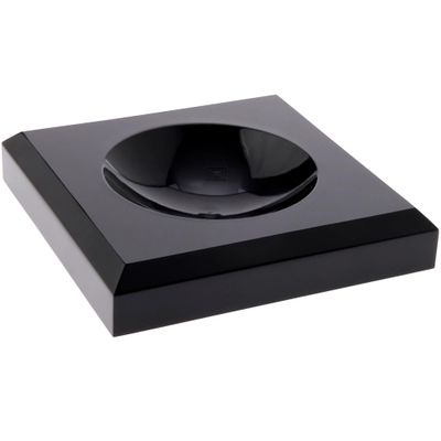 Plymor Black Acrylic Square Display Base with Indented Circle to Hold Egg, Marble, Ball or Sphere, 3.5" W x 3.5" D x 0.75" H (2.5" Circle), Pack of 3