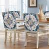 AMZRicher Navy Blue Boho Chair Back Covers for Dining Chairs 8 Pack, Washable Removable Chair Slipcover Back Chair Protector for Wedding Baby Shower Party Orange Ethnic Tribal Bohemian Mandala Floral view 1