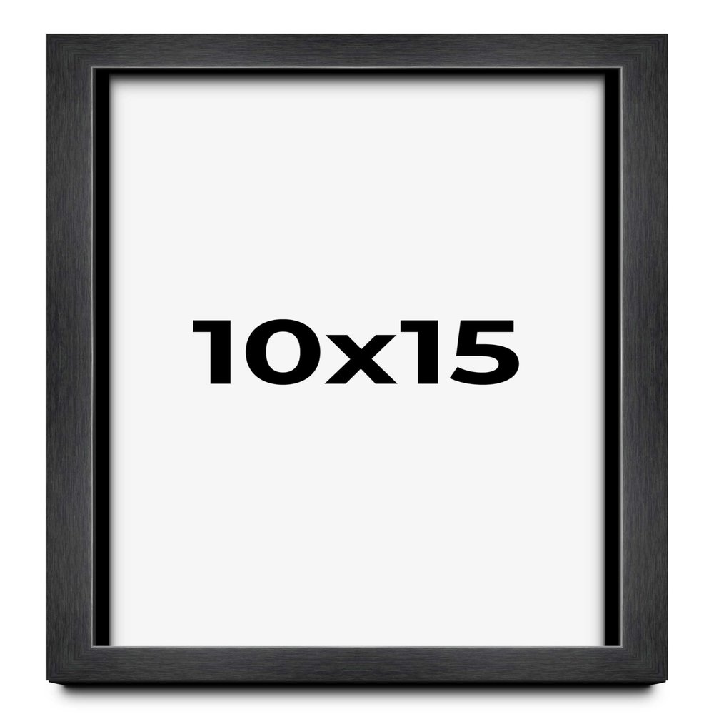 10x15 Frame Charcoal Black Wood Texture Picture Frame | Solid Wood | 0.75 Inch Moulding Width | 0.5 Inch Rabbet Depth | UV Acrylic Plexiglass, Foam Board Backing, & Hanging Hardware Included