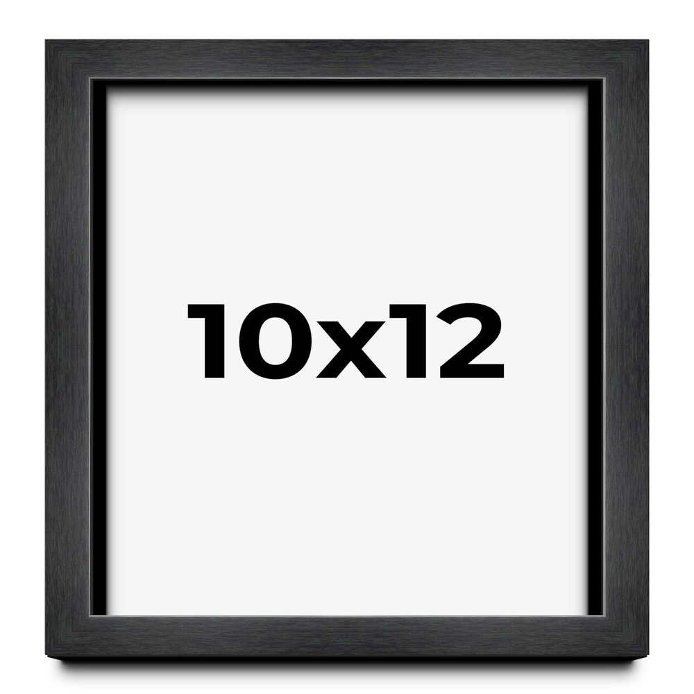 10x12 Frame Charcoal Black Wood Texture Picture Frame | Solid Wood | 0.75 Inch Moulding Width | 0.5 Inch Rabbet Depth | UV Acrylic Plexiglass, Foam Board Backing, & Hanging Hardware Included