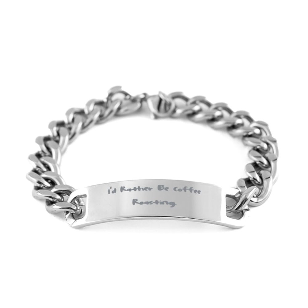 Generic Unique Coffee Roasting Gifts, I'd Rather Be Coffee, Birthday Unique Gifts, Cuban Chain Bracelet For Coffee Roasting from Friends, Small, silver